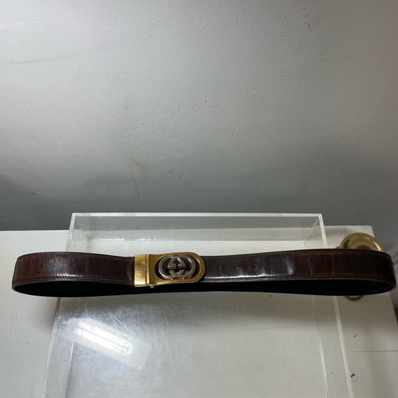 Vitage GUCCI leather belt reversible GG buckle made in italy - Picture 6 of 15
